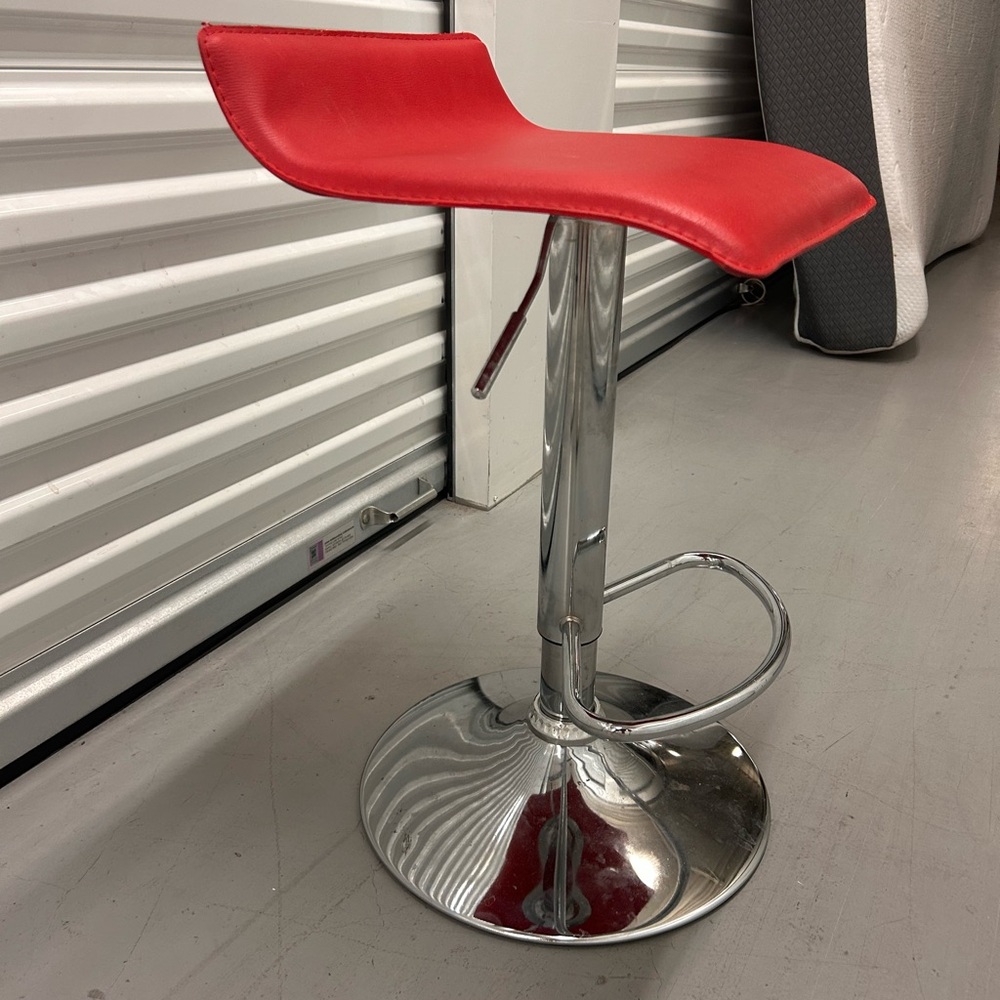 Modern Red and Silver Bar Stool